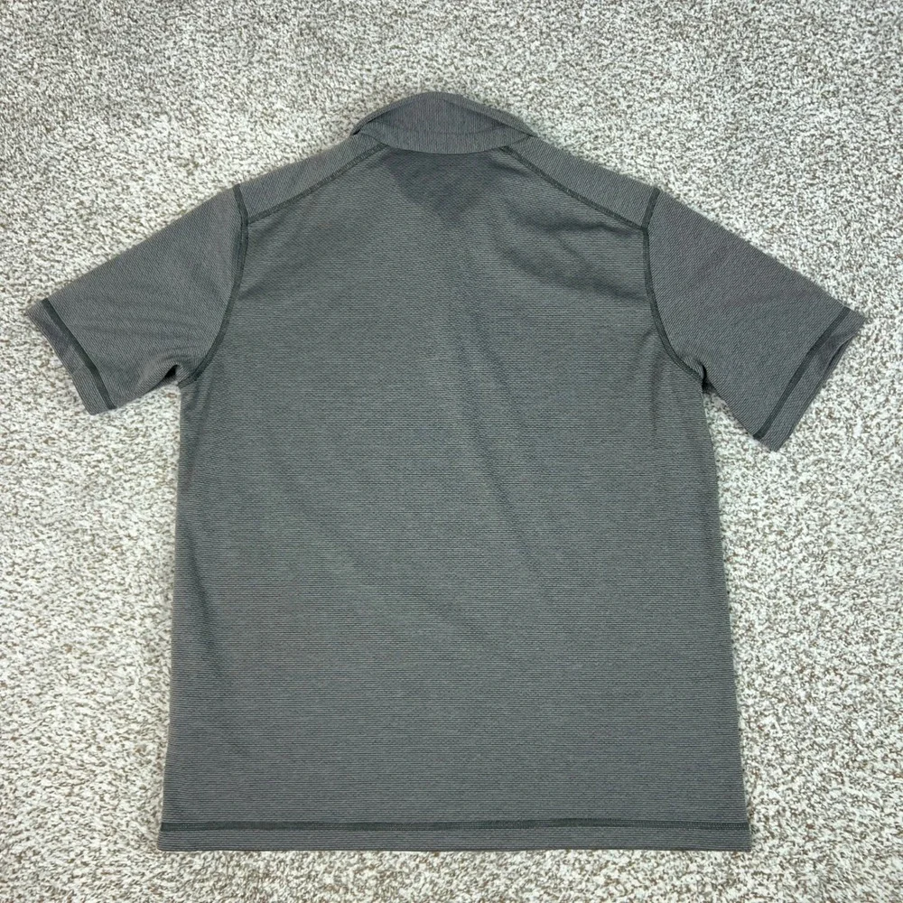 The North Face Polo Shirt Mens Large Gray Active FlashDry Micro Stripe Hiking